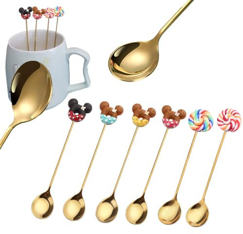 Cuillere a Glace,yeemeen 6 Pcs CuillèRe à Café,CuillèRe à Thé en Acier Inoxydable,CuillèRe à Dessert,Convient pour Le Lait, Les Boissons, Le Café, Les Glaces, Les Desserts