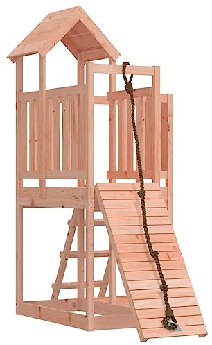 vidaXL Spielturm, Klettergerüst mit Kletterwand, Kinder Kletterturm mit Holzdach, Spiel-Zubehör für Garten, Holz Spielplatz Spielhaus, Massivholz Douglasie
