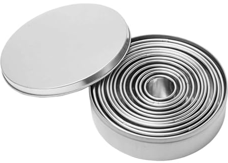 VIVIIHOO Ausstecher Rund Set, 12 Stück Edelstahl Plätzchenausstecher mit Loch, DIY Fondant Tortendeko Brotbacken Backwerkzeug mit Aufbewahrungsbox - Perfekt für Keks-, Lebkuchen- und Donut-Liebhaber