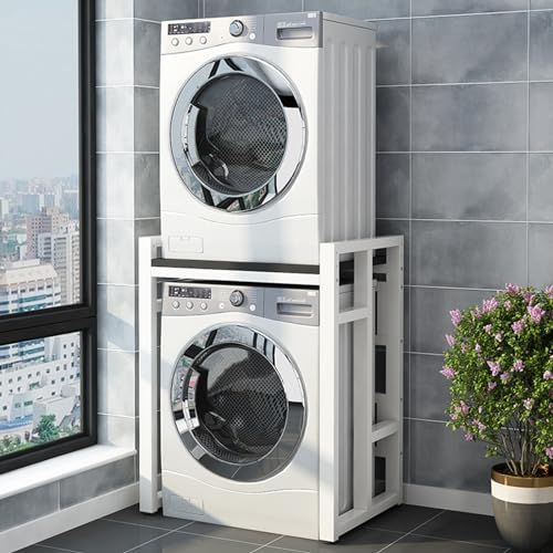 Kit de apilamiento para lavadora y secadora Estante Portátil Sobre Lavadora Y Secadora, Kit de Soporte Apilable para secadoras, Ahorro de espacio Baño Balcón Lavadero Versátil Soporte para lavadora (