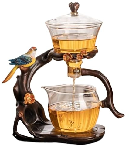 Set di tè semi -automatico, teiera magnetica in vetro di vetro borosilicato alto con infuser, 300 ml+460 ml di teiera magica, 7.8x4.9x10.4 Kung Fu Set da tè per l'ufficio Home Office Regalo da viaggi