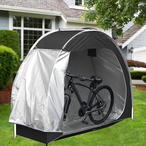 Abri de Rangement pour Vélos, Housse de Vélo en Tissu Oxford 210D, Abri Extérieur Résistant aux UV (Black)