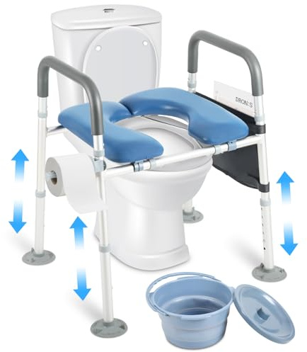 Raised Toilet Seat with Handles Open-Front Design Adjustable Commode Chair for Toilet, 260lb Capacity - Empowering Aid for Seniors, Disabled, Post-Surgery Independence