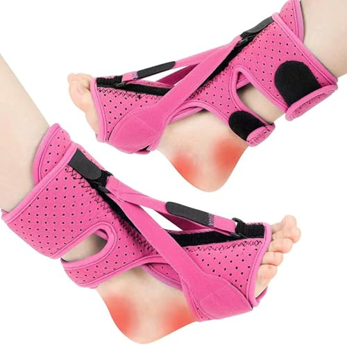YBFBSJK Fascite Plantare Notturna Fascite Plantare Night Splint Cinghie Regolabili Traspirante Brace di Fascite Plantare, per Achille Tendinite, Caduta del Piede, Caviglia Tallone Problemi (Rosa)