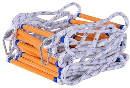 Escalera de Emergencia contra Incendios, Resistente al Fuego, con Ganchos, Ideal para Exteriores, para Casas, Casas en los árboles, Parques Infantiles y emergencias (20 m)