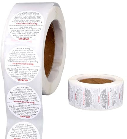 500pcs Candle Warning Labels, 2.5cm/0.98in Candle Jar Container Wax Melt Stickers Safety Stickers Accessories for DIY Making Candles