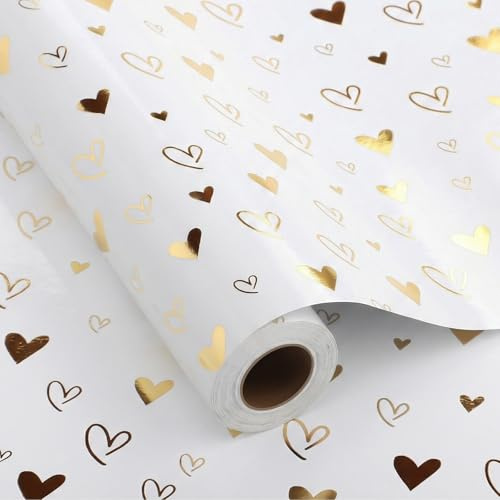 Rotolo di carta regalo a forma di cuore, 43 cm x 12 m, per Natale, compleanno, matrimonio, San Valentino