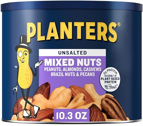 PLANTERS Unsalted Mixed Nuts, Plant Based Protein, 10.3 Oz (1 Ct)