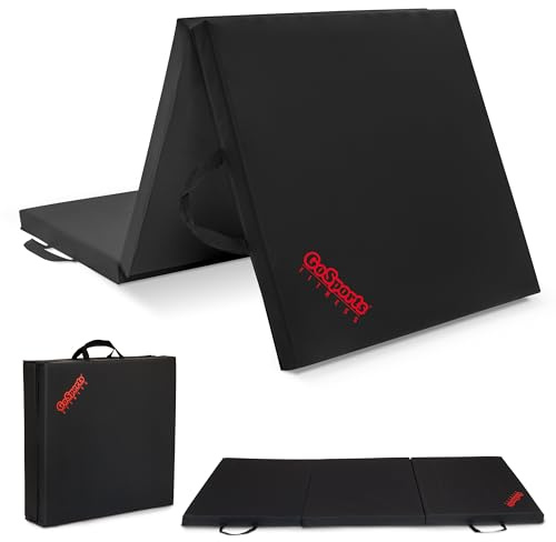 GoSports 2 inch Thick 6 ft x 2 ft Tri-Fold Exercise Fitness Mat - Great For Workouts, Yoga, Stretching