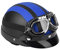 Vintage motorcycle helmet with glasses size, universal motorcycle scooter synthetic leather open face half helmet & visor UV glasses black(blue)