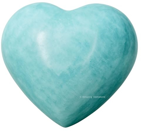 Crystal Heart Palm Stone - Pierre d'inquiétude de massage de poche pour l'équilibrage naturel du chakra du corps, la guérison par le Reiki et la grille de cristal (Amazonite)