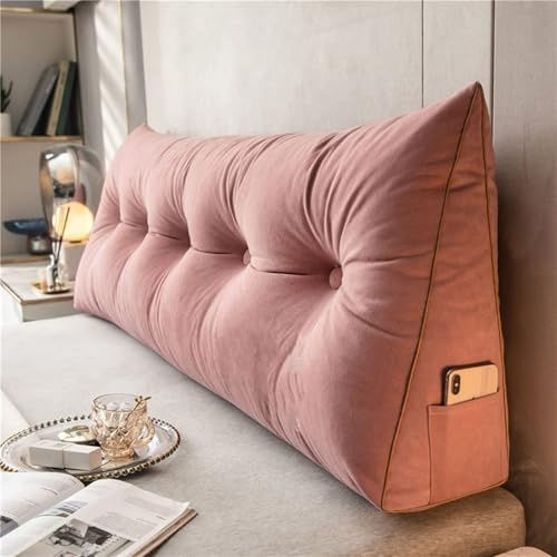 DMJLI-T Cuscino Schienale Letto E Divano Cuscino Cuneo per Letto Premium Imbottito Cuscino per Testiera Imbottita Cuscino per Lettino da Giorno Schienale Lettura Ad Angolo Triangolare-Pink,80×50×20cm