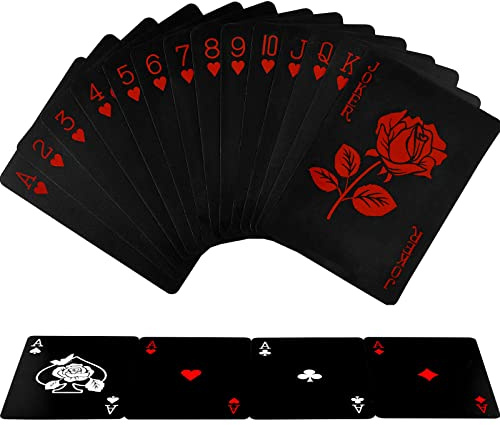 Joyoldelf Playing Cards, Waterproof Deck of Cards with Unique Pattern & Flower Backing, PVC Poker for Party, Game and Magic
