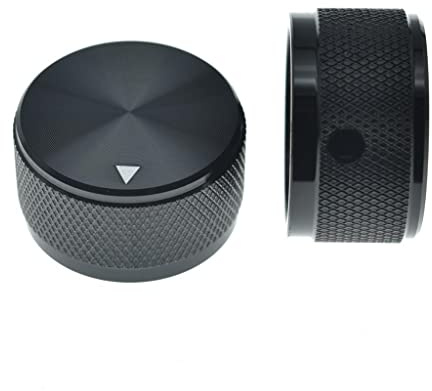 KAISH 2-pack 1-3/16 tum (30 mm) diam. Aluminium potentiometer knoppar 1/4 tum universella metall grytknoppar med indikator och set skruv för AMP-förstärkare/effektförstärkare/förförstärkare svart med räfflad design