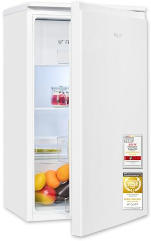 Exquisit Kühlschrank mit 3-Sterne-Gefrierfach | 82 l Nutzinhalt, Energieeffizienzklasse E, 38 dB | LED-Beleuchtung, manuelle Temperaturregelung, wechselbarer Türanschlag | KS5117-3-010E weiss