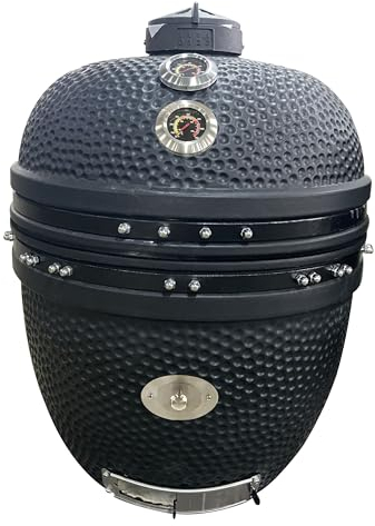 YNNI - Alimentador de virutas XXL negro mate de 27.5 pulgadas Kamado Basic Horno barbacoa con carrito TQ0C27MB