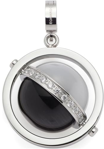 JEWELS BY LEONARDO Anhänger Clip & Mix Rita, Ketten-Anhänger aus silberfarbenem Edelstahl, drehbare Kugel aus weißem und schwarzem Catseye, Schiene mit Zirkonia-Steinen, Schmuck Geschenk, 024421