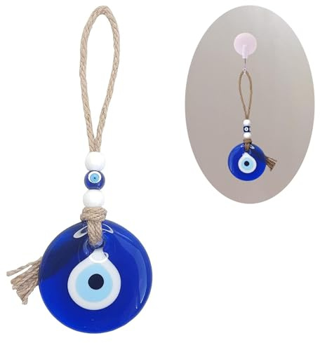 Ceeyoll 1PCS Decoración Colgante Evil Eye Adorno Pared Amuleto De Cristal Azul Turco,Amuleto Buene Suerte,Amuleto Colgante de Pared Ojo Turco Mal de Ojo para Buena para Coche Hogar y Oficina