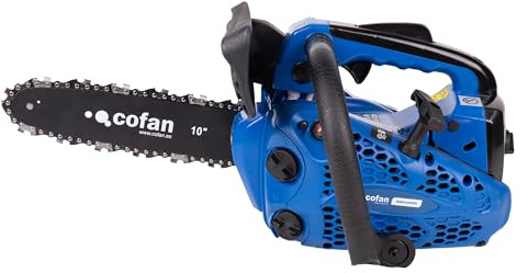 Cofan Motosierra de poda de gasolina | Motor de 2 tiempos | Espada de 10 | 25,4 cc | Potencia: 0,9 CV | Sistema antivibración