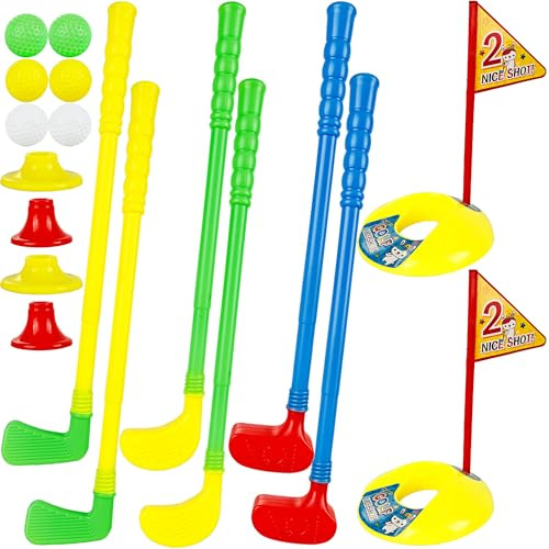 Spaluck 20 Pcs Kids Plastic Mini Golf Plastic Golf Clubs Toddler Golf Set for Toddlers Outdoor Indoor Educational Golf Birthday Christmas Party Gifts, 3 Colors