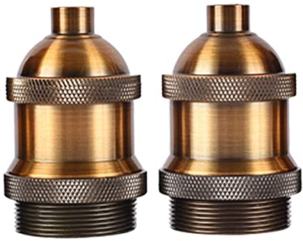 FIXOSHEE Douille E27 Vintage 2pcs En Bronze Antique Adaptateur De Douille De Lampe D'éclairage Industriel Pour Ampoules Edison Support De Lampe Décoratif Pour Restaurants Et Intérieurs