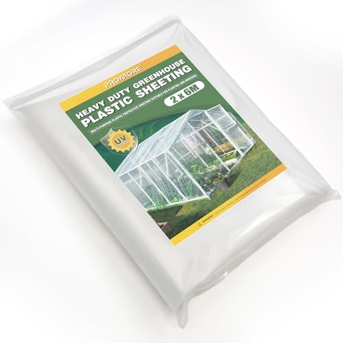 PROMORE 2Mx6M Clear Polythene Sheeting Heavy Duty Thick Plastic Sheet 1.1KG
