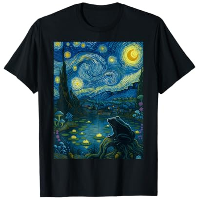 Camiseta Funny Frog de Lily Pond Under Starry Night Sky Camiseta