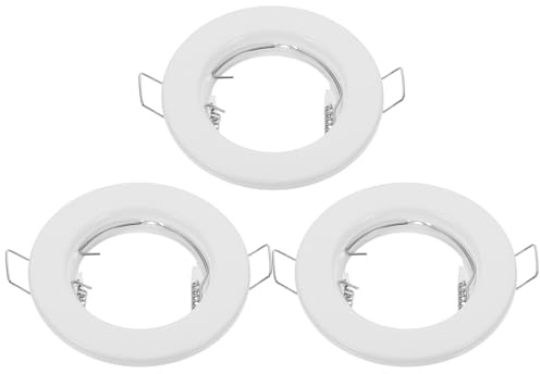 Roleader Anillo Embellecedor para Focos Empotrables de Metal Blanco 3 Unidades, Compatible Plafones LED y Lámparas de Techo, Fácil Instalación para Bricolaje y Profesionales