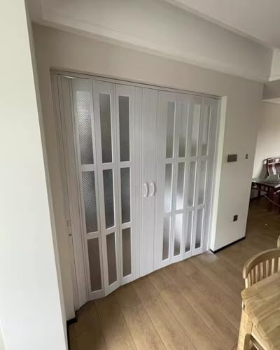 Double Concertina skjutbara fällbara dörrar, intern rumsavdelare med metallspårsystem, vit plastskafferi och köksdörr (71in x80in / 180 cm x 203 cm)