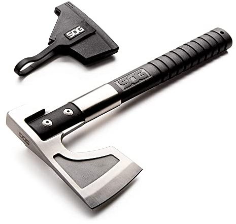 SOG Camp Axe- Compact Camping and Survival Hatchet/Hammer Tool with Sheath and 3.1 Inch Bushcraft Axe Edge (CH1001-CP)