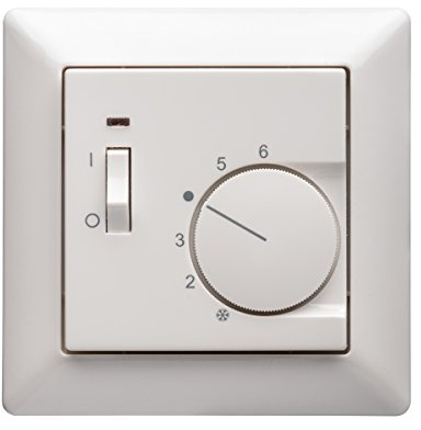 Halmburger Raumthermostat RTR-5513rg inkl. Jung AS 500 Rahmen AS581WW in alpinweiß mit Abdeckung 55x55mm, Öffner mit Schalter EIN/AUS für Fußbodenheizung Stellantriebe 230V (NC)