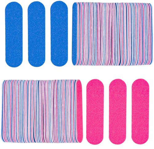 KISEER Mini Nail Files Bulk, 100 Pcs Disposable Double Sided Emery Boards Travel Size for Men, Women, Kids (2 Inch)