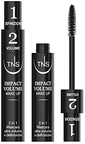 Mascara Impact Volume - Con speciale applicatore 2 in 1 per creare volume e definizione, texture cremosa per costruire istantaneamente un volume ad alto impatto - 1 pz - Tns Cosmetics