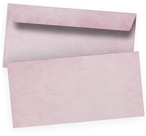 100 Briefumschläge Vintage Alt Rosa DIN LANG ohne Fenster hell-rosa edel selbstklebend
