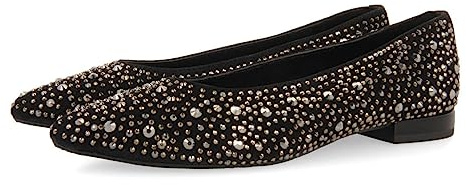 GIOSEPPO Bailarinas Negras con Cristales de Strass para Mujer kannus