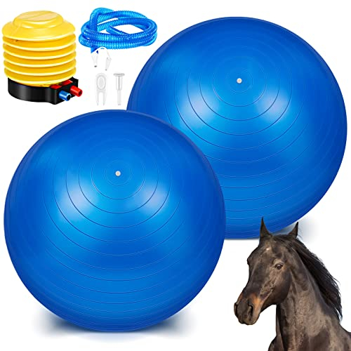 2 Stück Herding Ball für Pferde, Pferdeball zum Spielen, Anti-Burst, großer Pferde-Fußball, riesiger Mega-Pferd-Spielball, Pumpe im Lieferumfang enthalten (dunkelblau, 76.2 cm)