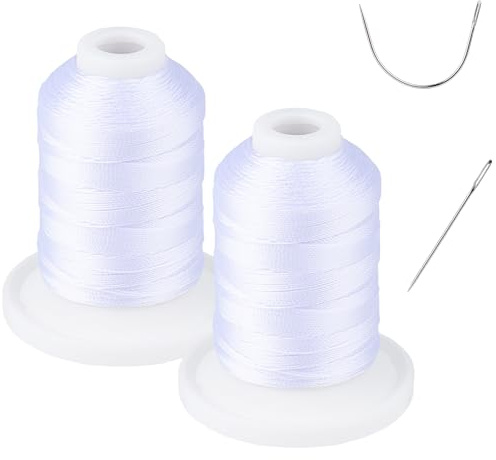 Résistant aux UV – Simthread 100% polyester – 2 bobines de fil lié Tex 69 (12 wt) – 227,4 m x 2 bobines NP-blanc