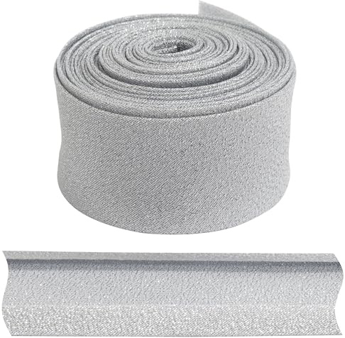 AERZETIX - C77485 - Glänsande vikta sömnadsband 4,5 meter x 30 mm - i 65 % bomull och 35 % polyester - silverfärg