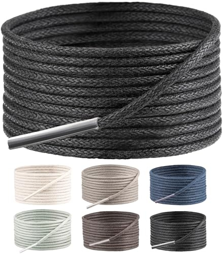 SULPO slitstarka skosnören – runda oxfrod-skosnören – vaxade skosnören för företag, läder och kostymskor – 75–160 cm – Ø 3,5 mm, Svart Ø 2 mm, 75 cm - 2 Paare