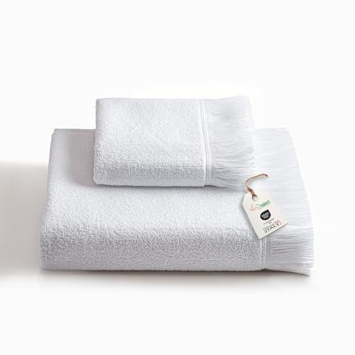 nice homeit - 2 Toallas para Cara y Manos, 60x100 Toallas para Invitados, Toallas para bidé Altamente absorbentes, 100% Algodón, Suave, Ligera y de Secado rápido. Fabricada en Italia (Blanco)
