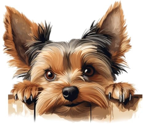 Lot de 4 autocollants en vinyle pour porte de chien Yorkshire - Résistant aux intempéries - Résistant et vibrant - Idéal pour porte, coque de téléphone, tasses, verre à vin, toilettes, voiture et tous