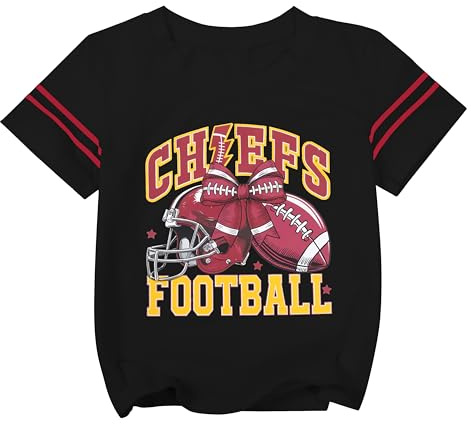 Football Shirt Boys Girls Game Day Shirts Kids Superbowl Fans Tee Football Helmet Graphic Short Sleeve Tops Black