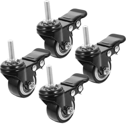Yardenfun 4 pezzi Ruote Girevoli con Freno e Asta Filettata per Mobili e Carichi Pesanti Rotelle Resistenti per Trasporto e Spostamento Facile Adatte Carrelli e Workbench