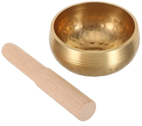 Cabilock Cuenco Tibetano para Meditación Fabricado Mano Nepal Instrumento Auténtico de Cuenco Tibetano para Yoga y Relajación Incluye de Madera