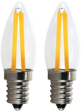 Fengyan Lighting, Paket med 2, Led Cob Glödlampa AC220V E12 1,5W Mini Glas Ljuslampa LED Kylskåpslampor Hem Crystal Belysning(Warm White)