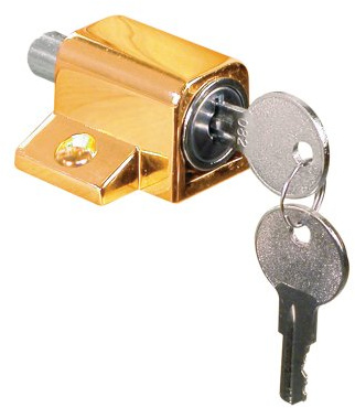 Prime-Line U 9863 Keyed Sash Lock, 9/16 In. Projection, Diecast, Brass Plated Finish (Single Pack)