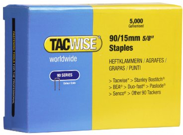 Tacwise 0306 Type 90 / 15 mm Galvanised Narrow Crown Staples, Pack of 5000