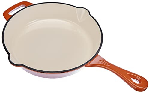 GSW 716314 orange Shadow Pfanne mit 2 Ausgüssen o, Deckel 26cm, Gusseisen, orange/creme, 46 x 27,5 x 5,5 cm