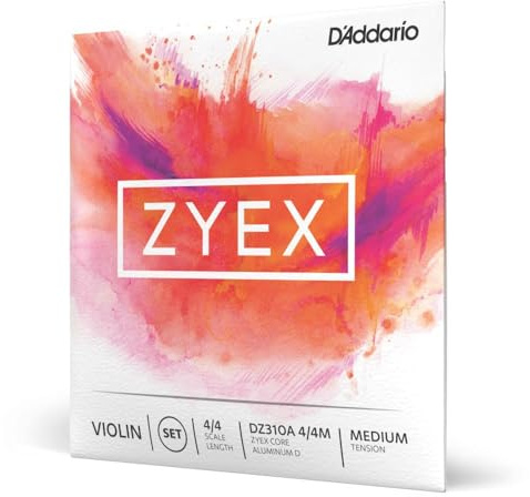 D'Addario DZ310A 4/4M Zyex Aluminum D 4/4 Scale Medium Tension Violin String Set
