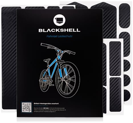 Blackshell® Fahrrad Schutzfolie - Fahrrad Lack Schutz für z.B. Trekkingrad, MTB, Rennrad oder E-Bike - 21-teilig in Carbon Schwarz - Steinschlagschutz-Set